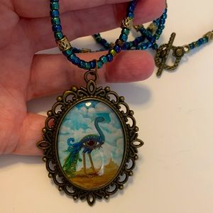 Evil Eye Peacock Pendant Necklace